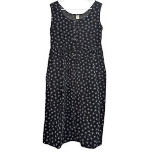 L.L. Bean Button Down Jumper Dress Women's 4P Corduroy Vintage Floral Made USA